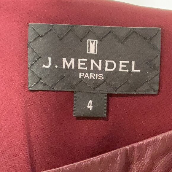 J Mendel Burgundy Cocktail Sheath Dress Size 4 - Picture 3 of 4